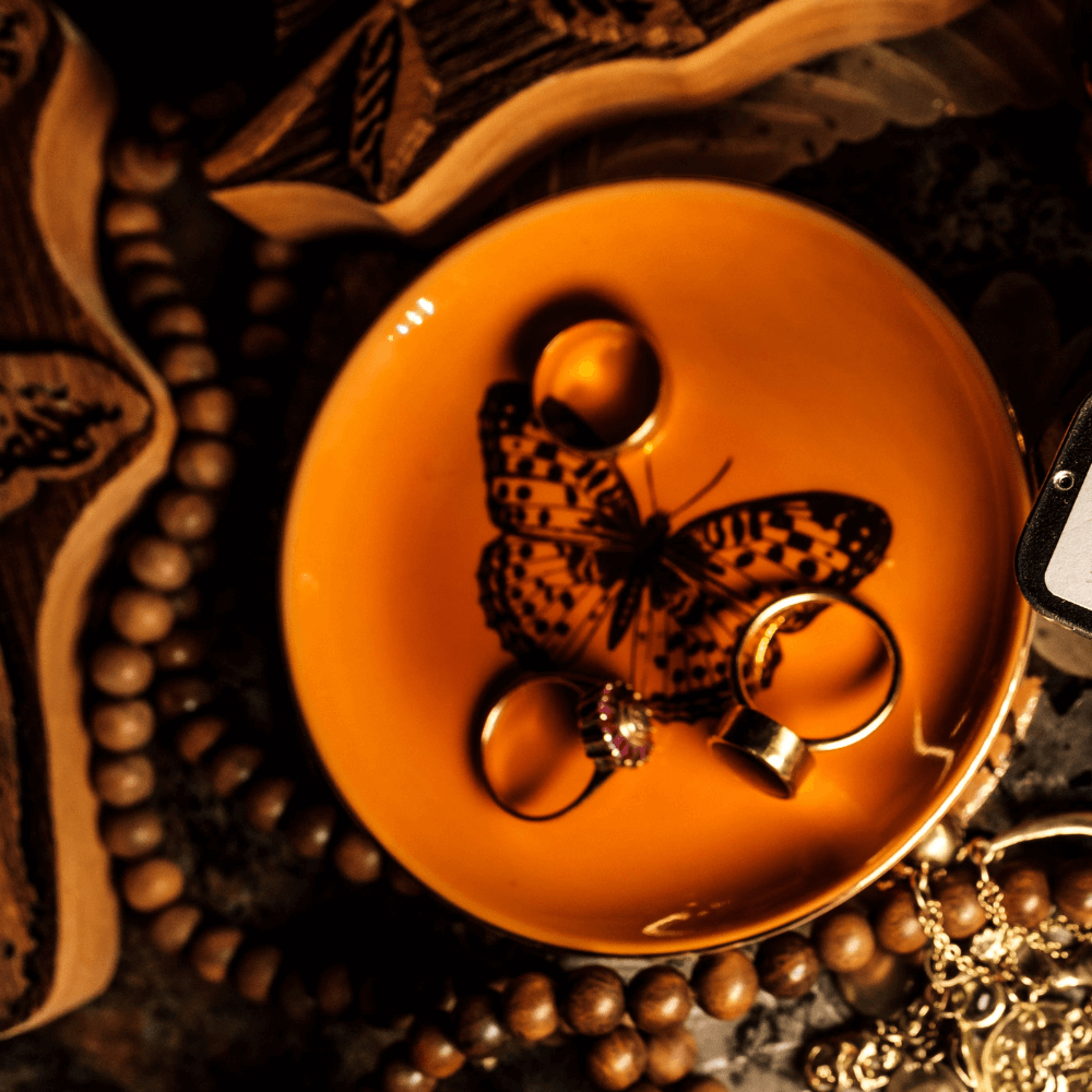 Orange butterfly trinket tray Kiss the Moon