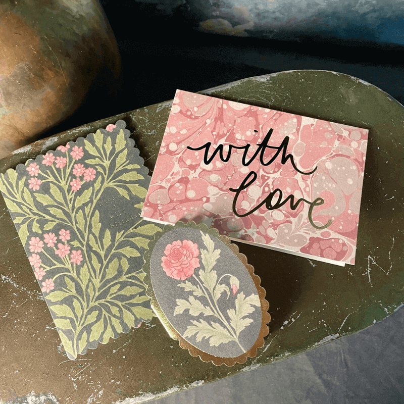 PINK MARBLE WITH LOVE GREETING CARD | Wanderlust luxury greetings card